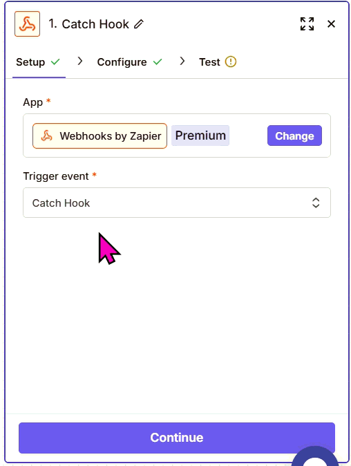 Copying the generated webhook URL